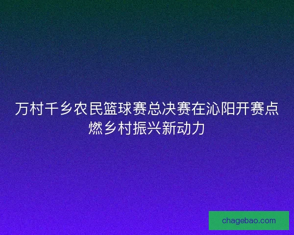万村千乡农民篮球赛总决赛在沁阳开赛点燃乡村振兴新动力 万村千乡农民篮球赛总决赛在沁阳开赛点燃乡村振兴新动力